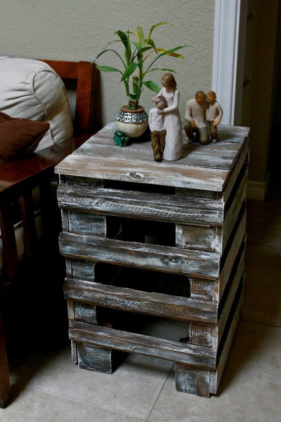 table pallet diy side bedside end wood tables furniture pallets plans yourself wooden bed recycled decor refurbished reclaimed shipping projects