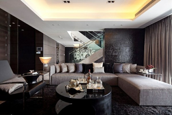 living luxury luxurious designs modern interior dark rooms wohnzimmer luxus leung steve grey brown contemporary interiors walls excellent accent decor