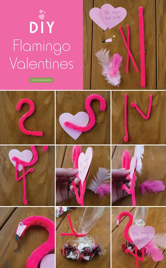flamingo diy valentines crafts valentine craft polywood cheer birthday flamingos fun pink