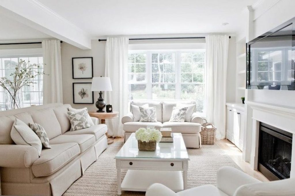 cream white gray living room