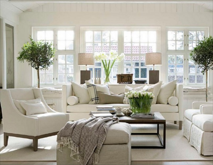 White Living Room And Living Room Design Ideas Bungalow Also