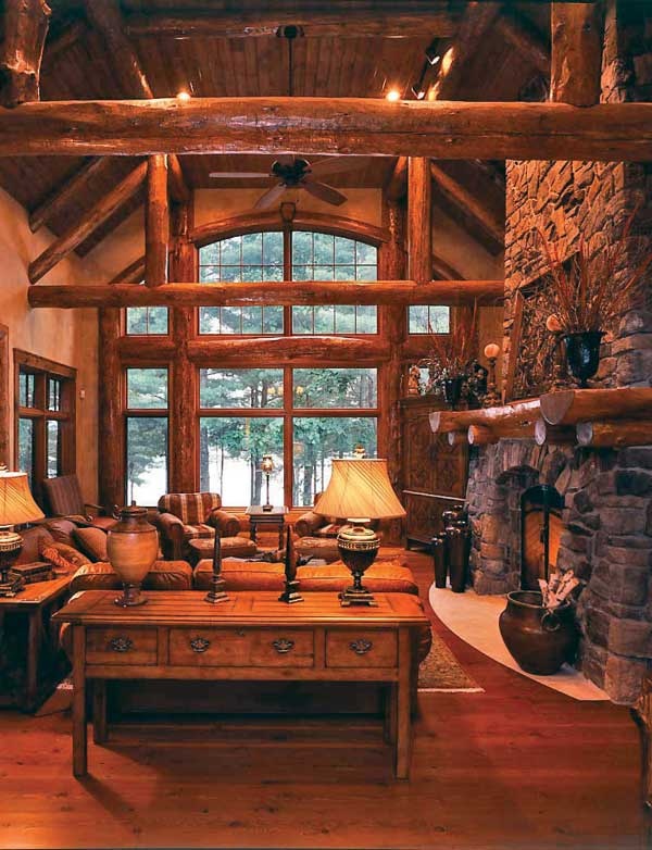 cabin log living cabins cozy rustic wood homes rooms loft decor walls interiors fireplace frame away windows interior stone window