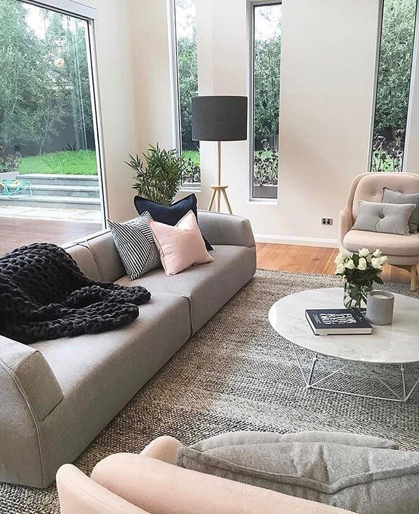 Grey And Pink Is A Perfect Combo For Living Room Design
