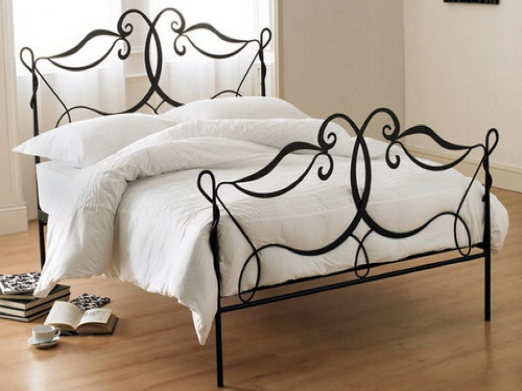 wrought iron bed with mattress