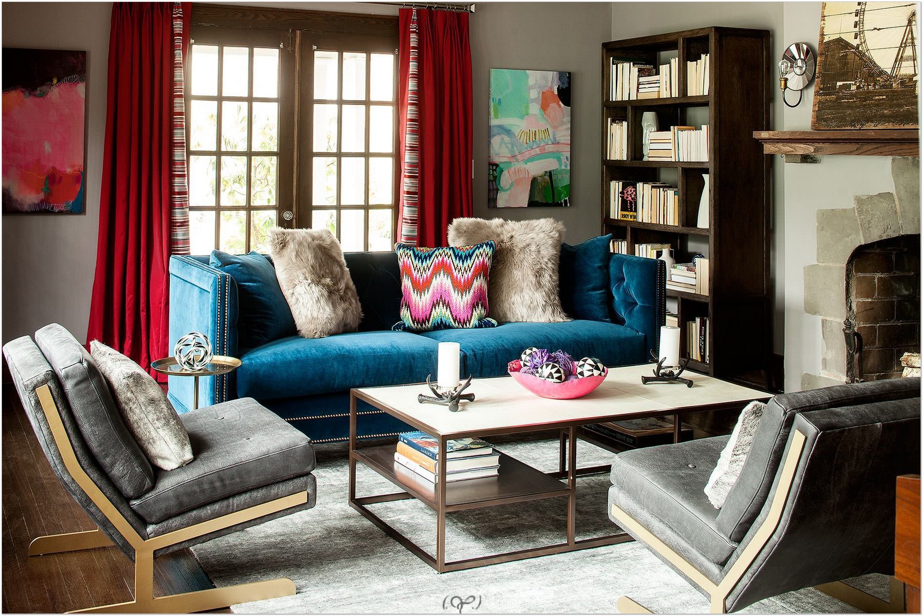 blue velvet sofa living room ideas