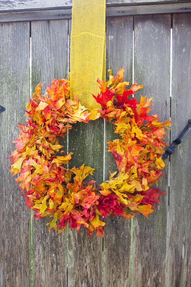 fall leaves diy decor door wreath practically cool