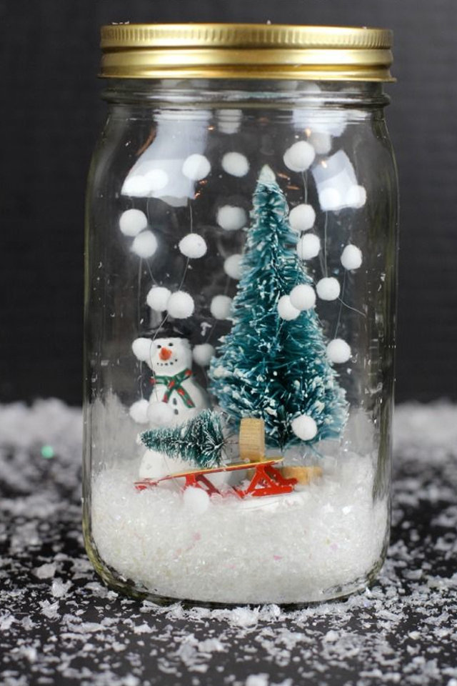 snow globe diy mason jars using easily source