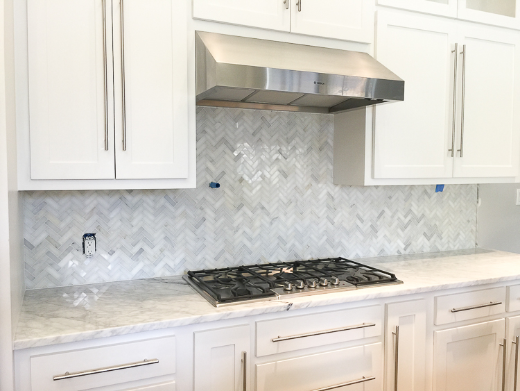 backsplash kitchen herringbone marble carrara tile countertops gone decision transformation wrong tiles pattern catchy choice eye greecian source