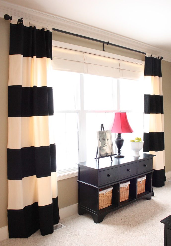 drapes-curtains-family-room-traditional-with-window-treatments-storage-baskets