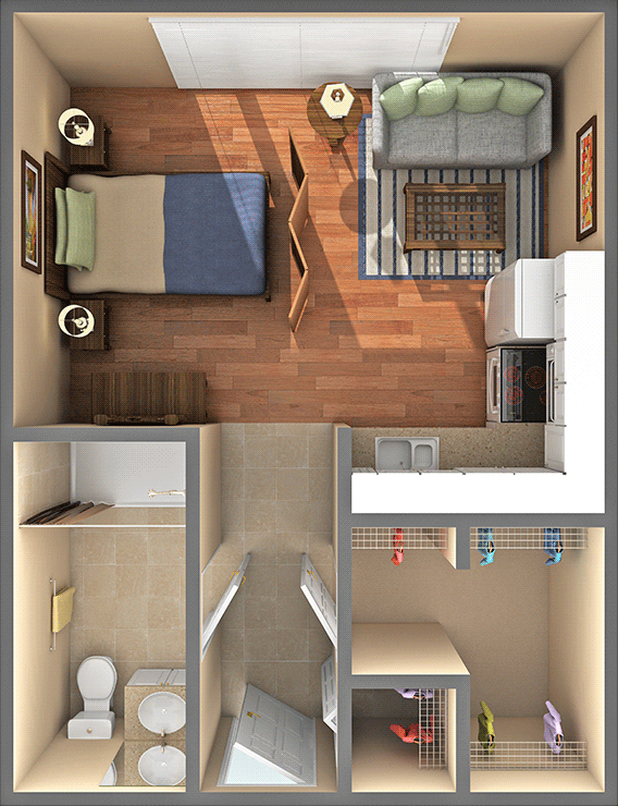 15 Smart Studio Apartment Floor Plans - Page 2 of 3