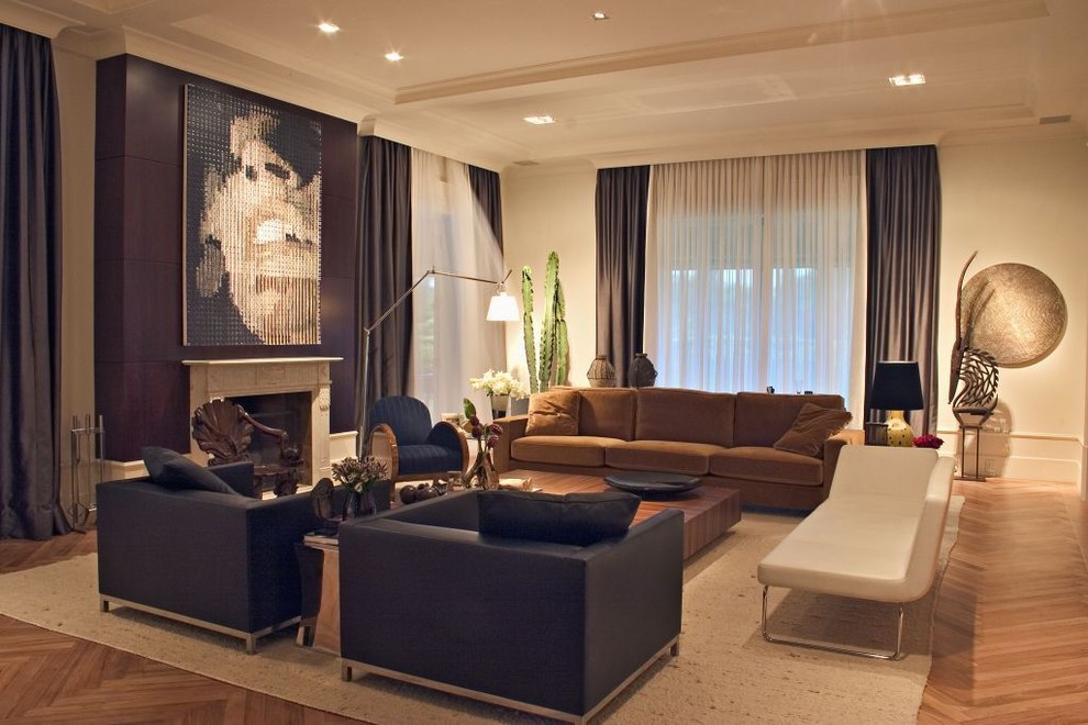 luxurious-brown-living-room-with-wall-art