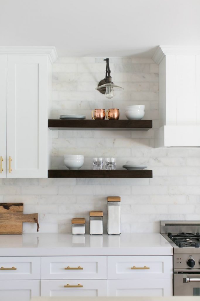 shelves floating kitchen maximize space