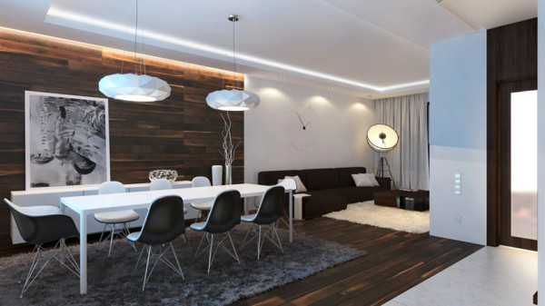 wood-panels-dining-room-wall-decoration-gray-carpet