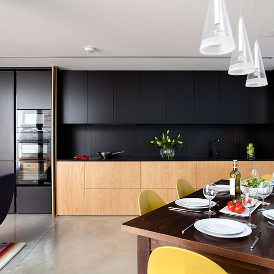 Ultra Modern And Sleek Black And Wood Kitchens