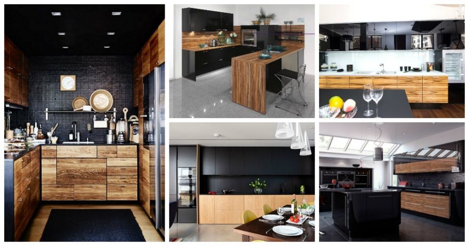 Ultra Modern And Sleek Black And Wood Kitchens