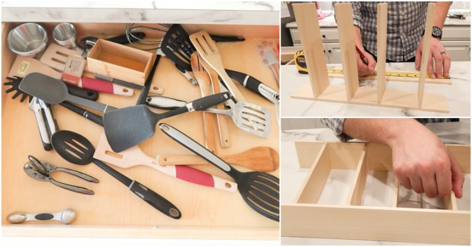 She Builds A Wooden Drawer Organizer And Now All Her Kitchen Utensils Are Organized