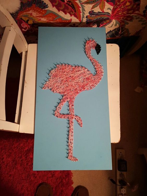 flamingo fadenbilder elişi öncesi okul fadengrafik glutes handwerk handwerkskünste spaß buchstaben kinderzimmer draht bastelabend
