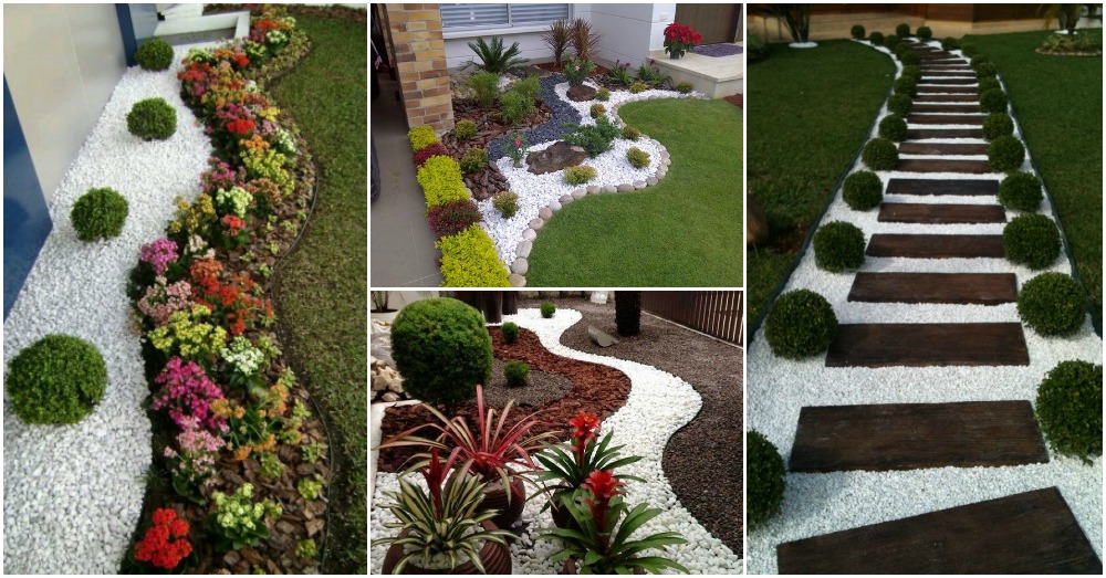 Wonderful Landscaping Ideas With White, White Pebbles For Garden Beds