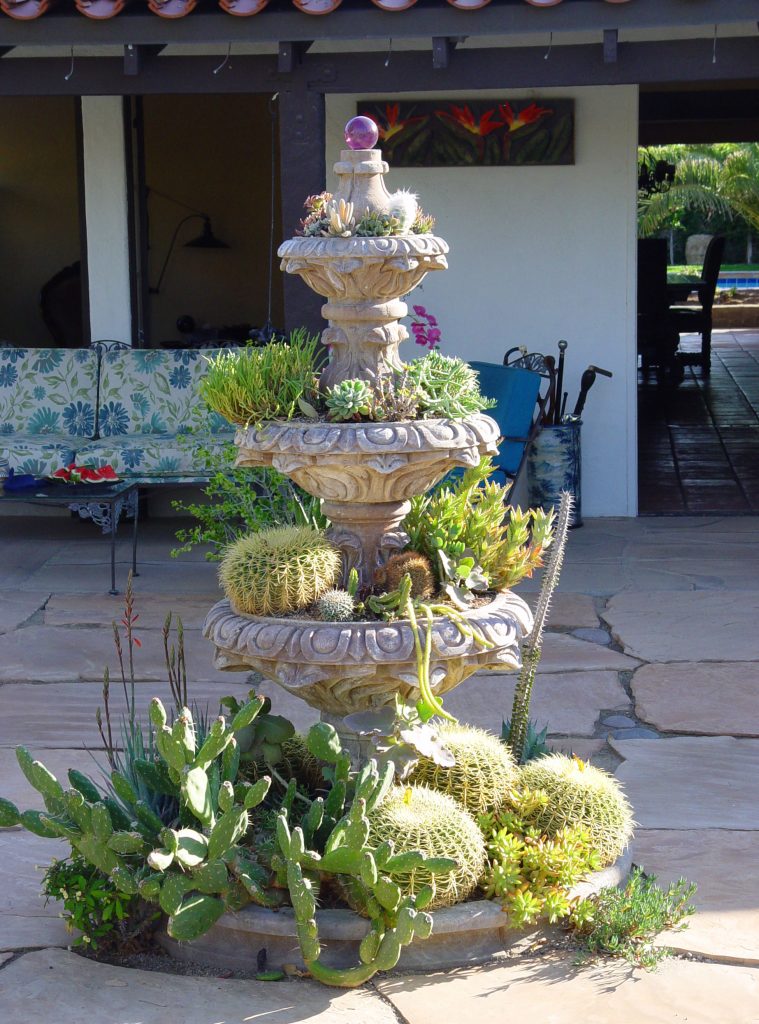 fountain fountains broken into cactus garden succulent bird baths flowers planters turn gardens maureen amazing plants succulents ways source convert