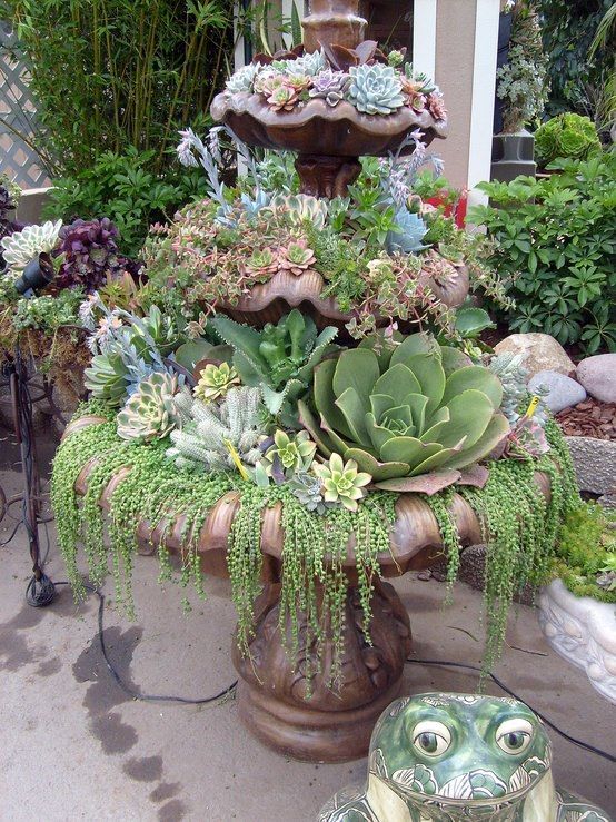 How To Turn Broken Fountains And Bird Baths Into Amazing Planters