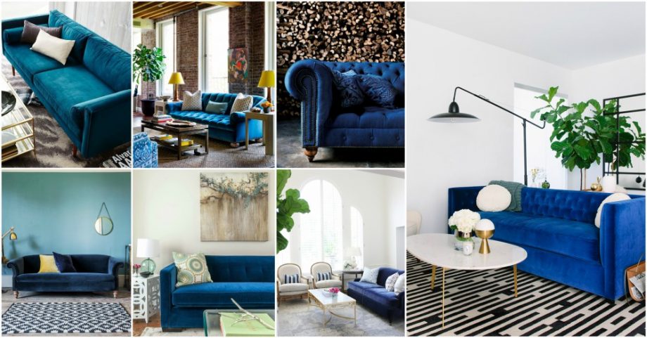 Blue Velvet Sofa Ideas For Creating A Royal Living Room